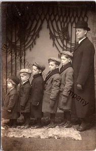 RPPC Father and Five Boys Identified with Names and Birth Dates Morning Sun Ohio - Picture 1 of 3