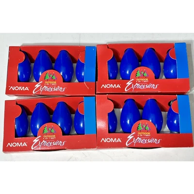 Lote de 4 bombillas navideñas azules de repuesto Noma vintage C9 1/4 nuevas Foto 1 de 3