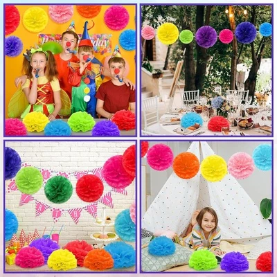 5Pcs Tissue Paper Pom Poms 16 inches for Birthday & Party Decorations - Image 1 of 4
