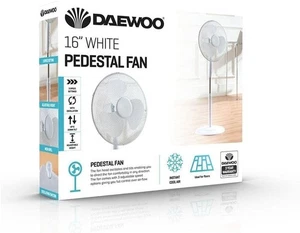 Ventiladores Ventilador de Pedestal de 16"" 3 Velocidades de Pie Blanco Aire Frío Altura Ajustable - Imagen 1 de 6
