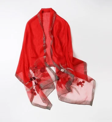 Mantón bordado Jeelow Aurora para bodas y noches | Envoltura de organza con cuentas Foto 1 de 4