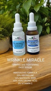 WRINKLE MIRACLE. 20% ARGIRELINE MATRIXYL 3000 VITAMIN C HYALURONIC ACID SERUM - Picture 1 of 16