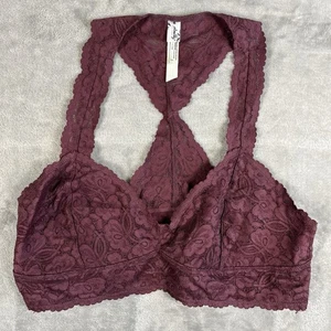 Intimately Free People Bralette donna XL bordeaux pizzo galloon racerback - Foto 1 di 10