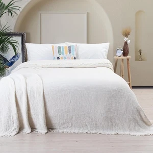 PÜSKÜL - Coperte Premium 100% Cotone Turco Mussola Queen XL Taglia per Letto Cou... - Foto 1 di 5