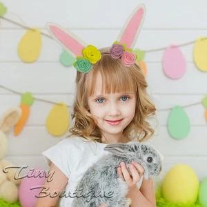 Mädchen Osterhase Blume Stirnband mit Filz Hasenohren Kinder Kostüm Zubehör - Bild 1 von 3