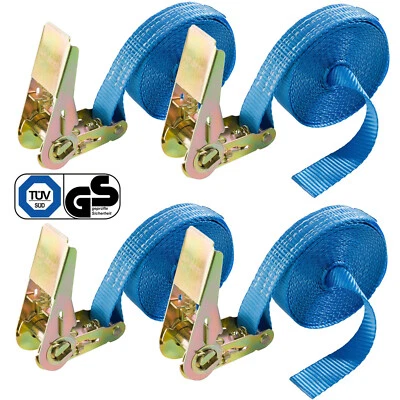 AREBOS 4x Spanngurte Zurrgurte mit Rasche Ratschenspanngurte 6 m, 800 kg, 25 mm - Bild 1 von 4