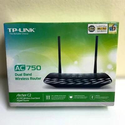 TP-LINK AC 750 Dual-Band Wireless Gigabit Router Archer C2 802.11a / 802.11b NOS - Image 1 of 4
