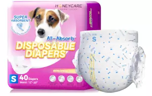 HONEY CARE All-Absorb Disposable Female Dog Diapers Small Size, Improved, 40 ... - Picture 1 of 1