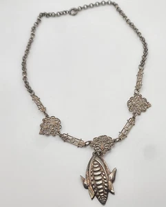 Vintage Mais Halskette Bauernhof filigranes Glied silberfarben 16" - Bild 1 von 16