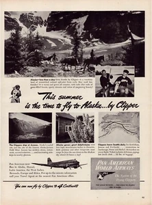 Print Ad Pan Am American 1946 Alaska Full Page Large Magazine 10.5"x13.5" - Picture 1 of 1