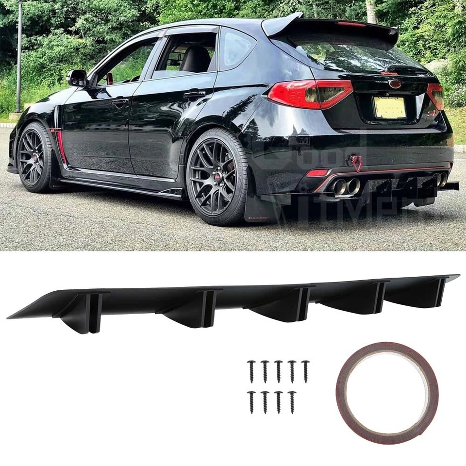For Subaru WRX STI Impreza Black Rear Bumper Diffuser Fin Spoiler Lip Splitter - Image 1 of 4