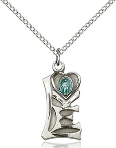 Sterling Silver Miraculous Medal Pendant Necklace 18" Chain GiftBox - Picture 1 of 3