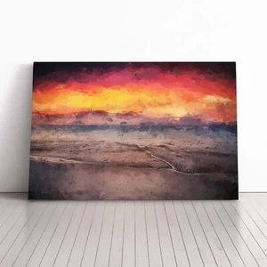 Spanish Beach At Sunset In Abstract Landscape Canvas Wall Art Print Framed - Picture 1 of 7