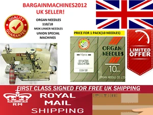 ORGAN UY147GS UOX147GA SIZE:110/18 MOK LINKER INDUSTRIAL SEWING MACHINE NEEDLE - Picture 1 of 4