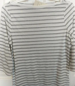 A New Day Boatneck Shirt 3/4 Sleeve White w Black stripes Size SMALL NEW W TAGS! - Picture 1 of 4