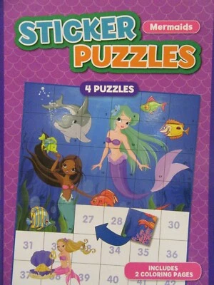 Sticker Puzzles Mermaids New Paperback 4 Puzzles  Foto 1 de 4