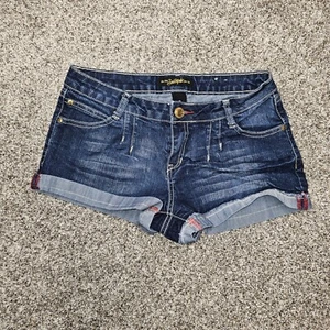 Women's South Pole  Stud Gold  Stretch Jean Shorts Size 9 - Picture 1 of 13