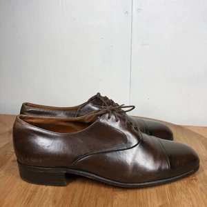 Bally Switzerland Shoes Mens 10 EEE Oxfords Wing Brown Leather Vintage Dress - Picture 1 of 15