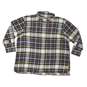 NEW Madewell Brown Plaid Flannel Button-Up Top 2X Plus Long Sleeve - Picture 1 of 7