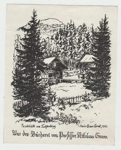 Ex-Libris sign. von Marie Grass-Cornet, 1961 für Prof. Nikolaus Grass (46) - Picture 1 of 2