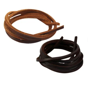 Leather Shoelaces Mens Boat Shoe Laces-Square Shoestring Boot hot. Thin NEW - Picture 1 of 11