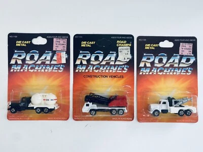 MÁQUINAS DE CARRETERA 86 Road Champs de colección (lote de 3) camión de remolque, camión cisterna y grúa Foto 1 de 4
