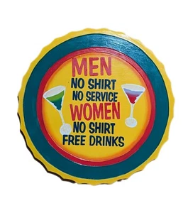 “Men No Shirt Women Free Drinks” Tropical Tiki Drinking Pool Party Sign 16 - Picture 1 of 3