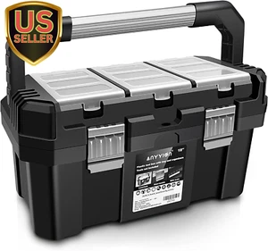 17-Inch Tool Box with Removable Tray with Stainless Steel Dual Lock Secured,S... - Picture 1 of 1
