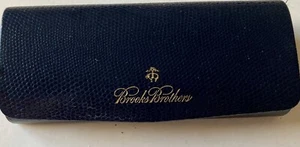 BROOKS BROTHERS-Navy Leather Hard Shell Eyeglass Case - Picture 1 of 2