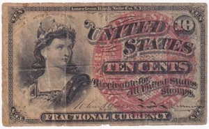 US CIVIL WAR "4th Issue Fractional Currency" 10 CENT NOTE 1863 CIRCULTED - Picture 1 of 2