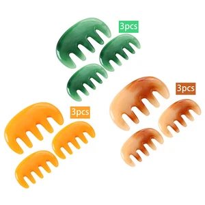 3Pcs Hair Care Accessory Unisex Durable Resin Five-tooth Comb Massager - Picture 1 of 11