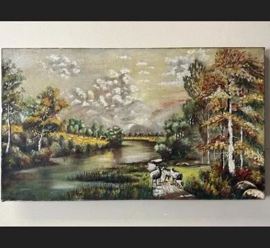 Antigua pintura al óleo sobre lienzo Foto 1 de 4