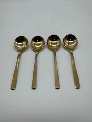 Set of 4 Vintage Dirilyte Dirigold Empress Round Soup Spoons 5.75 - Image 1 of 4