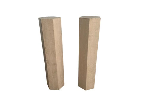 Mid-Century Modern Travertine Marble Tall Tower Octagonal Shape Pedestals Pair Cover