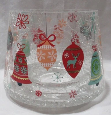 Yankee Candle Jar Shade J/S Transparente Crackle Glass CAMPANAS DE VACACIONES rojo verde ciervo Foto 1 de 4