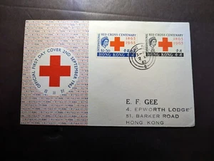 1963 British Hong Kong Red Cross Centenary First Day Cover FDC HK Local Use - Picture 1 of 2