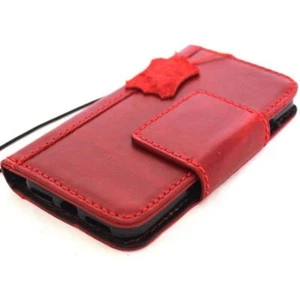 Genuine Full Leather Case for Apple iPhone SE 2 Book Wallet Luxury Rubber Red - Picture 1 of 7