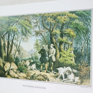 Currier & Ives Vtg Print Partridge Shooting Outdoor Game Nature Dog Bird Hunting - Picture 1 of 6
