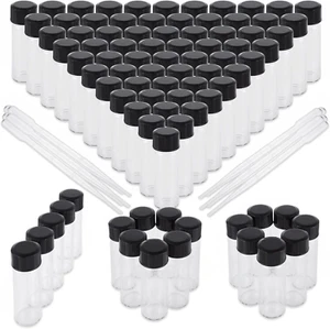100 Pcs 4Ml Clear Small Glass Vials with Screw Caps and Dropper, Small Glass Sam - Picture 1 of 12