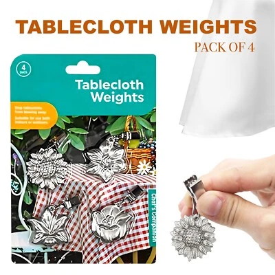 4pk Metal Table Cloth Weights Flowers Tablecloths Cover Clamp Outdoor PicnicClip - image 1 of 2