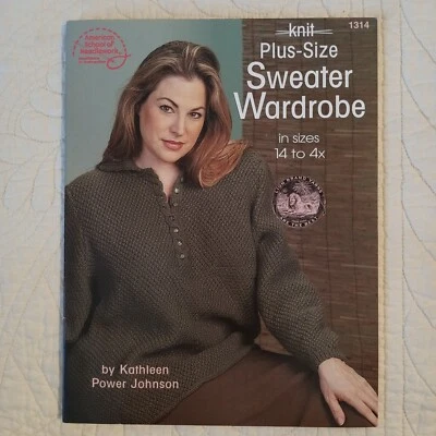 2001 Vtg Plus-Size Sweater Wardrobe Knitting & Crochet Pattern Book - Image 1 of 4
