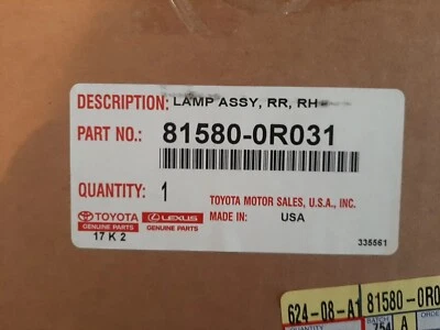 Nuevo OEM 2016-18 TOYOTA RAV4 Pasajero Derecho Puerta Lateral Lámpara de Respaldo. #815800R031  Foto 1 de 3