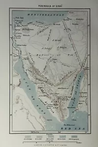 1884 Sinai Peninsula, Egypt Original Antique Map - Picture 1 of 3