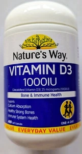 Nature's Way Vitamin D3 1000IU Large 400 Capsules Reduced for Quick Sale 12/2024 - Picture 1 of 3