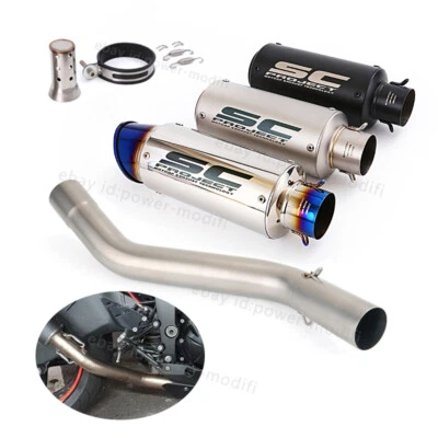 For Kawasaki Ninja ZX6R Exhaust Muffler Mid Link Pipe ZX636 2009-2023 Black Tips - Image 1 of 4