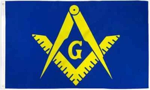 Masonic Flag (Blue & Yellow) 3x5ft Poly Flag Freemasonry Square & Compass Flag - Picture 1 of 3