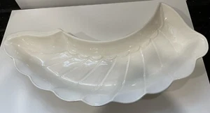 MCM vintage Section Leaf Ceramic Ivory Divided Dish 14 x 6” Made In USA #380 - Picture 1 of 7