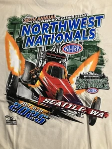 NHRA DRAG RACING OFFICAL 2025 NORTHWEST NATIONALS natural EVENT SHIRT SIZE 3X - Picture 1 of 4