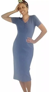 Vintage 90s Club Soda Midi  %100 Cotton Bodycon Comfy Stretch Dress Sz M - Picture 1 of 14