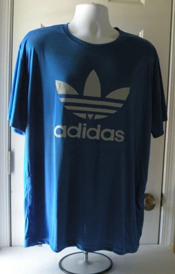 Adidas Climalite T-Shirt Blue Size XXL W/Classic Trefoil Logo Gray New With Tags - Image 1 of 4